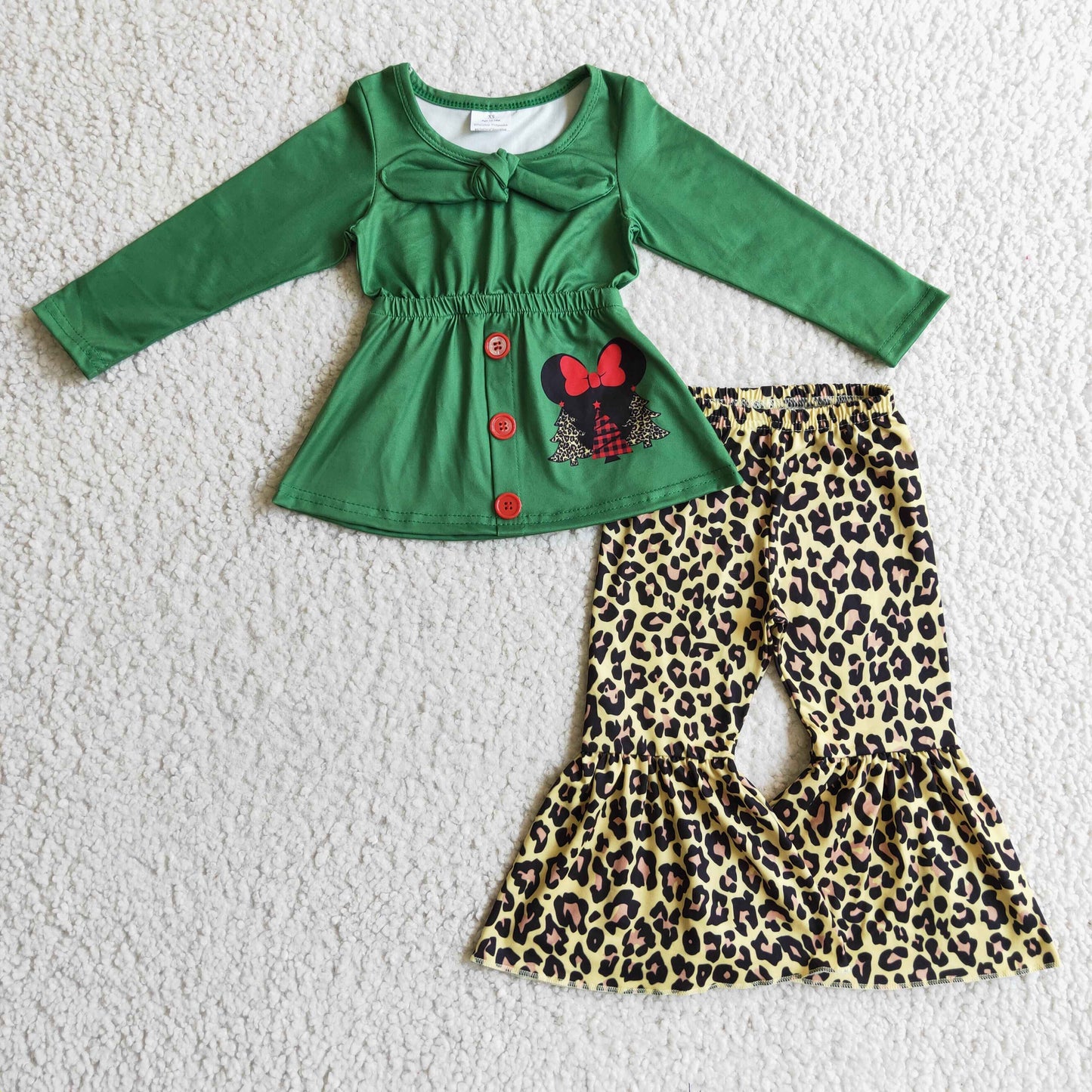 Maus Weihnachtsbaum Tunika Leopard Mädchen Kleider Set