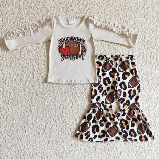 Touchdown-Saison Leopardenmuster Football Baby Mädchen Kleider Set
