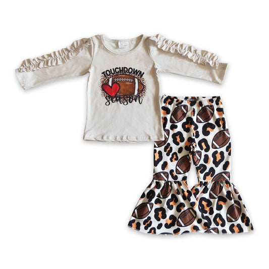 Touchdown-Saison Leopardenmuster Football Baby Mädchen Kleider Set