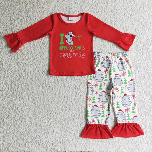Ich möchte ein Nilpferd zu Weihnachten Mädchen Pyjama