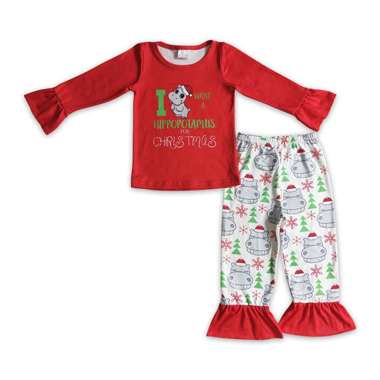Ich möchte ein Nilpferd zu Weihnachten Mädchen Pyjama
