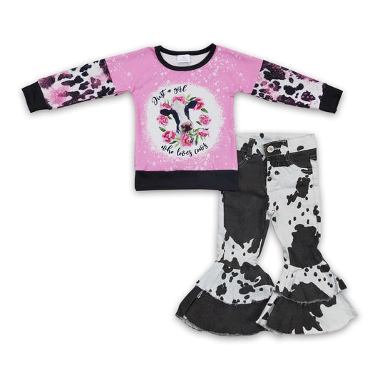 Einfach ein Mädchen, das Kühe liebt Sweatshirt Jeans Kinderoutfits