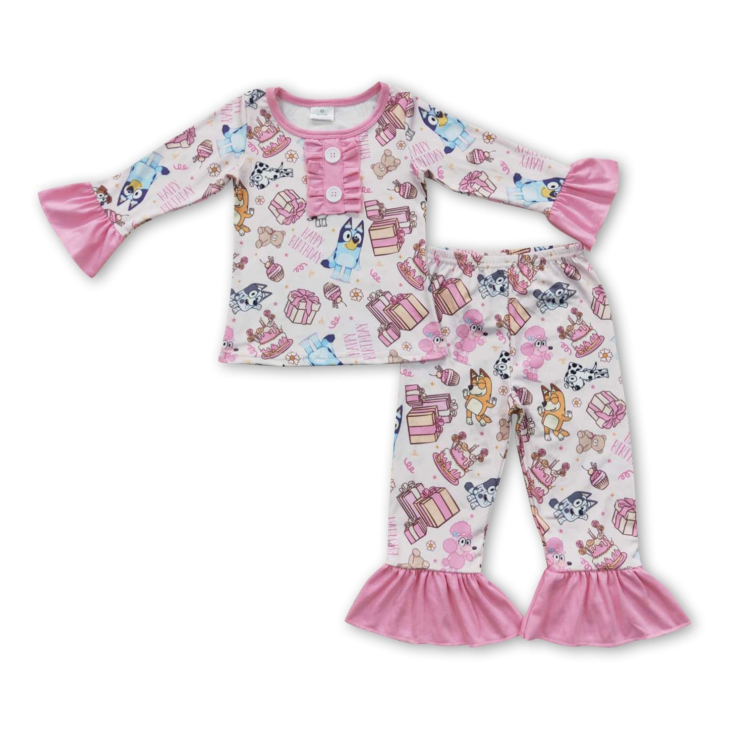 Rosa Langarmshirts Hunde Geschenke Alles Gute zum Geburtstag Mädchen Pyjamas