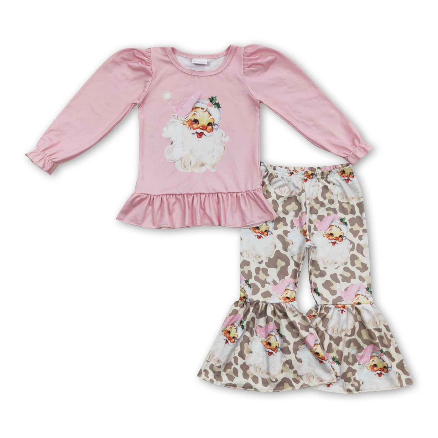 Rosa Nikolaus Leopardenhose Kinder Mädchen Weihnachtsbekleidung