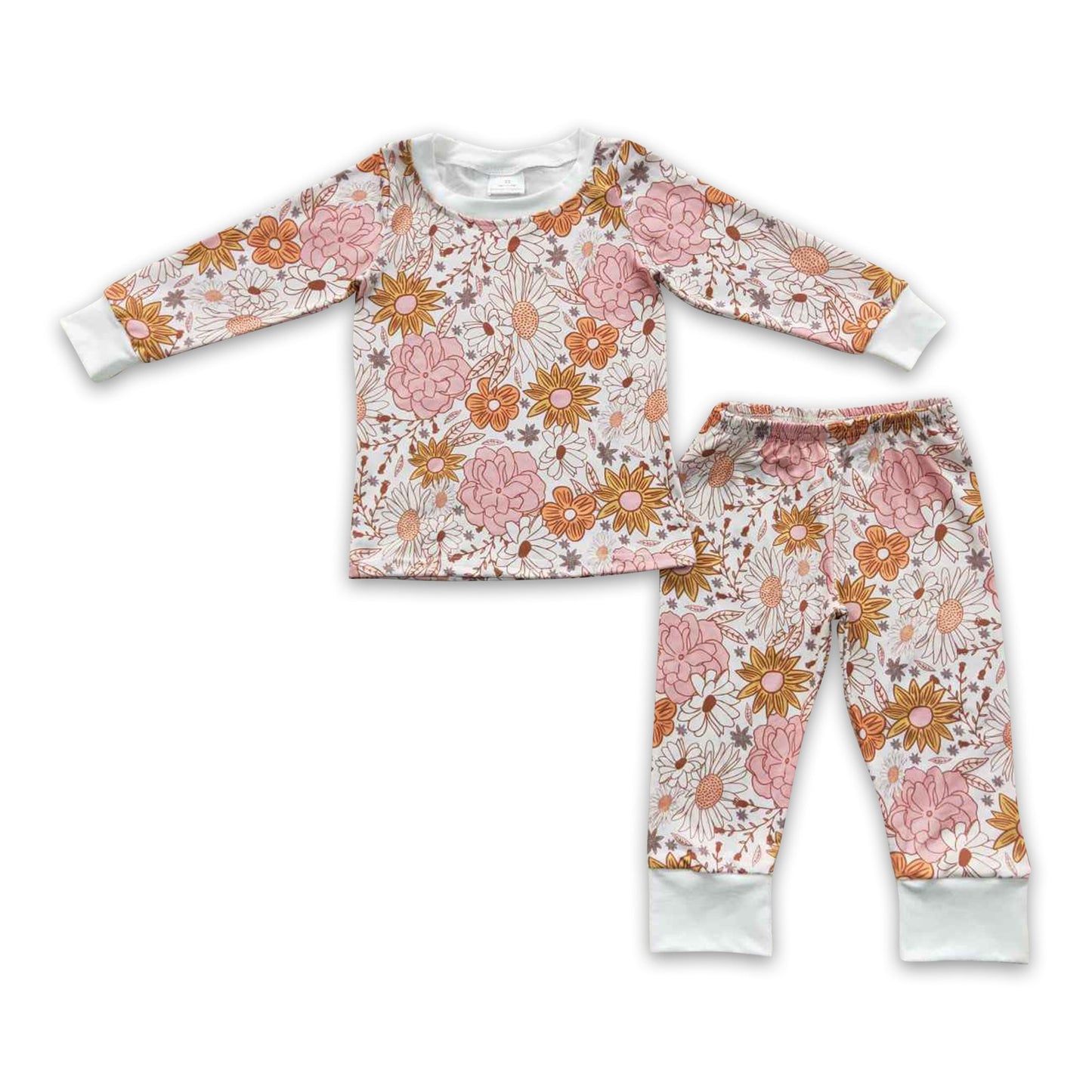 Blumen-Langarm-Pyjama für Baby-Mädchen, Herbst