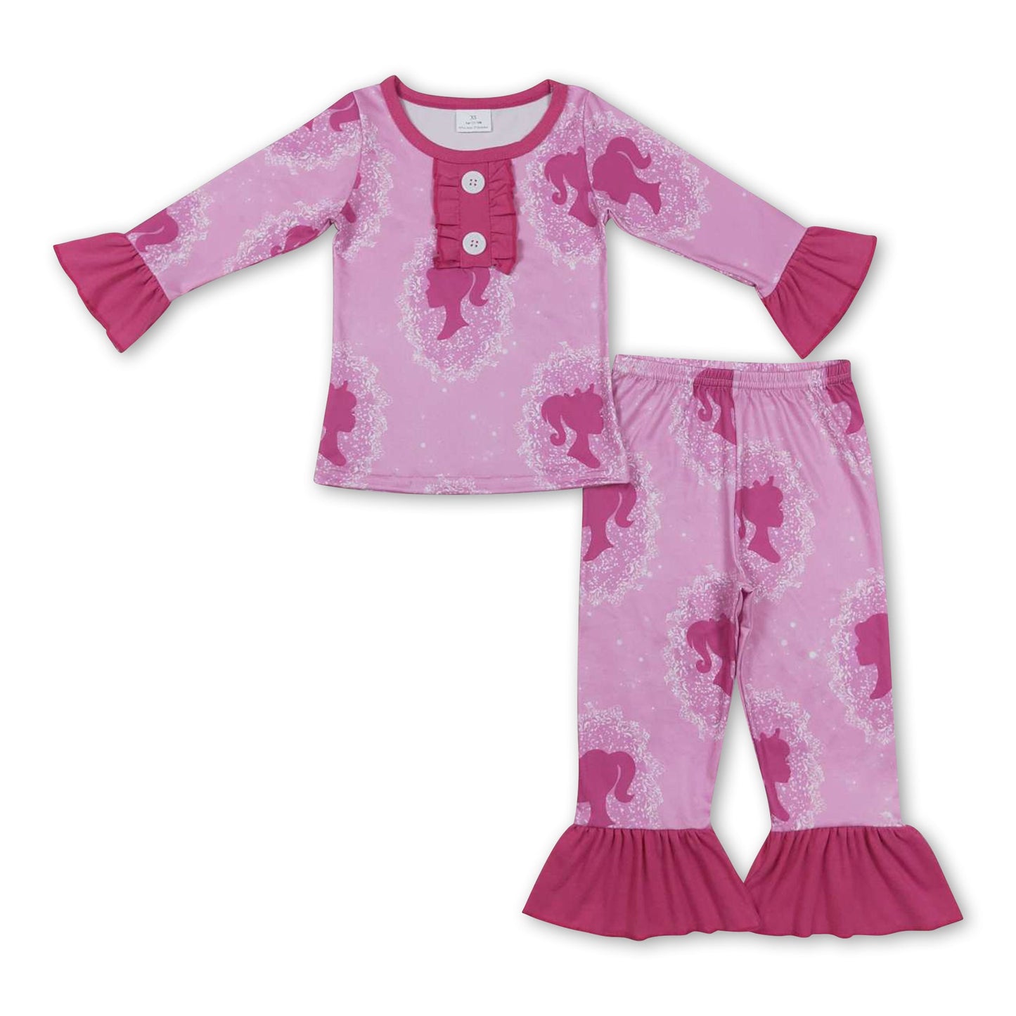 Langärmeliger rosa Party-Schlafanzug für Mädchen