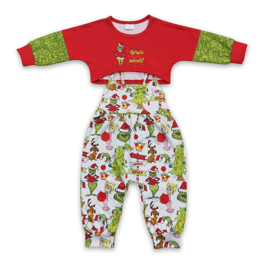 Grünes Gesicht Weihnachtsbaum Geschenk Overall Top Mädchen Outfits