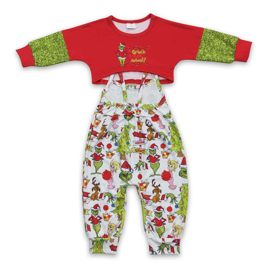 Grünes Gesicht Weihnachtsbaum Geschenk Overall Top Mädchen Outfits