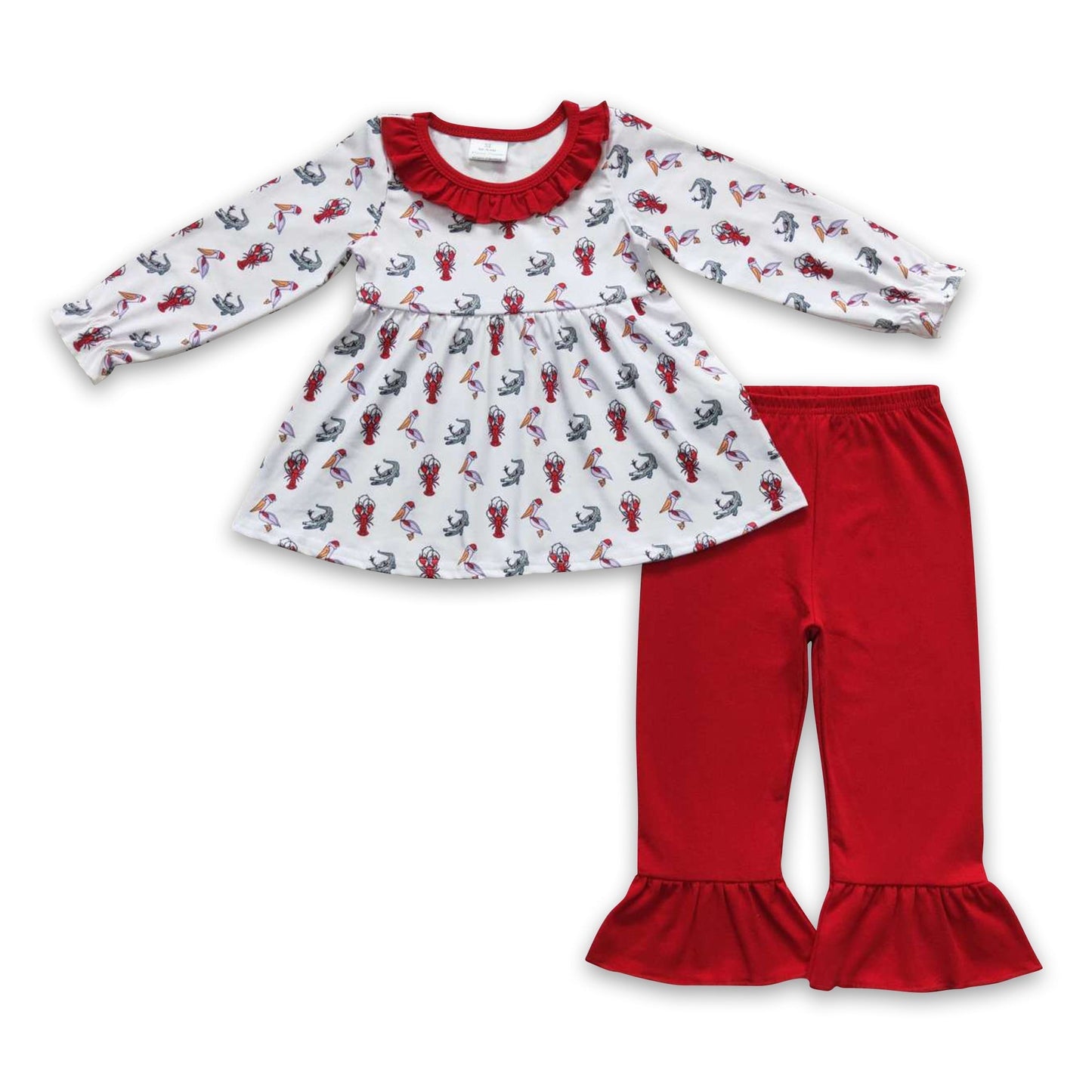 Weihnachtsmützen-Ente, Flusskrebs-Tunika, Hosen für Mädchen
