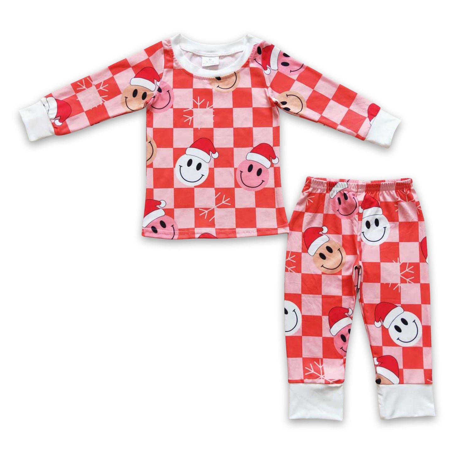 Weihnachtsmütze karierte Schneeflocke Mädchen Pyjamas