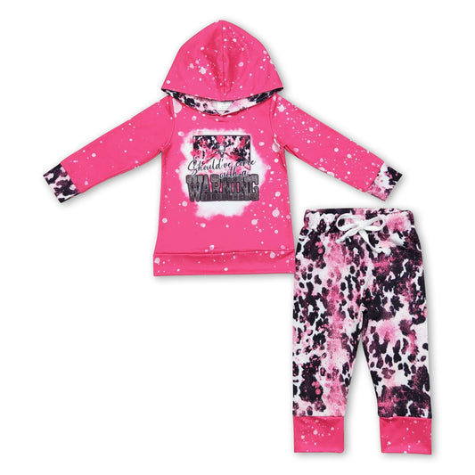 Hot pink Bullenschädel-Hoodie, Hose, Kinder, Mädchen, Western-Outfits