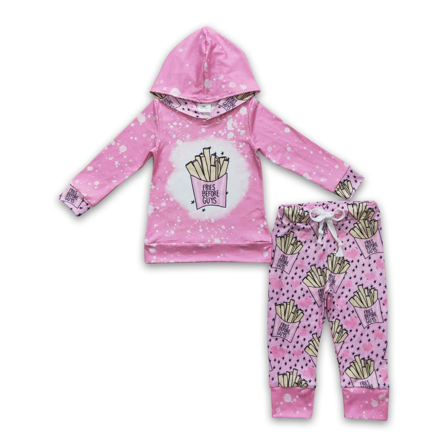 Pink Herz Pommes Hoodie Hose Mädchen Valentinstag Outfits
