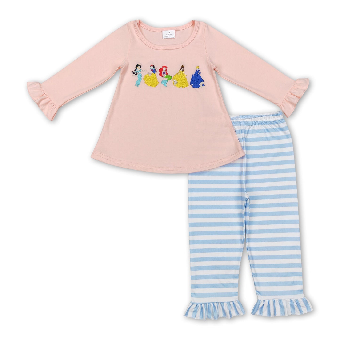 Pink Prinzessin Tunika gestreifte Rüschenhose Mädchen Kleider Set
