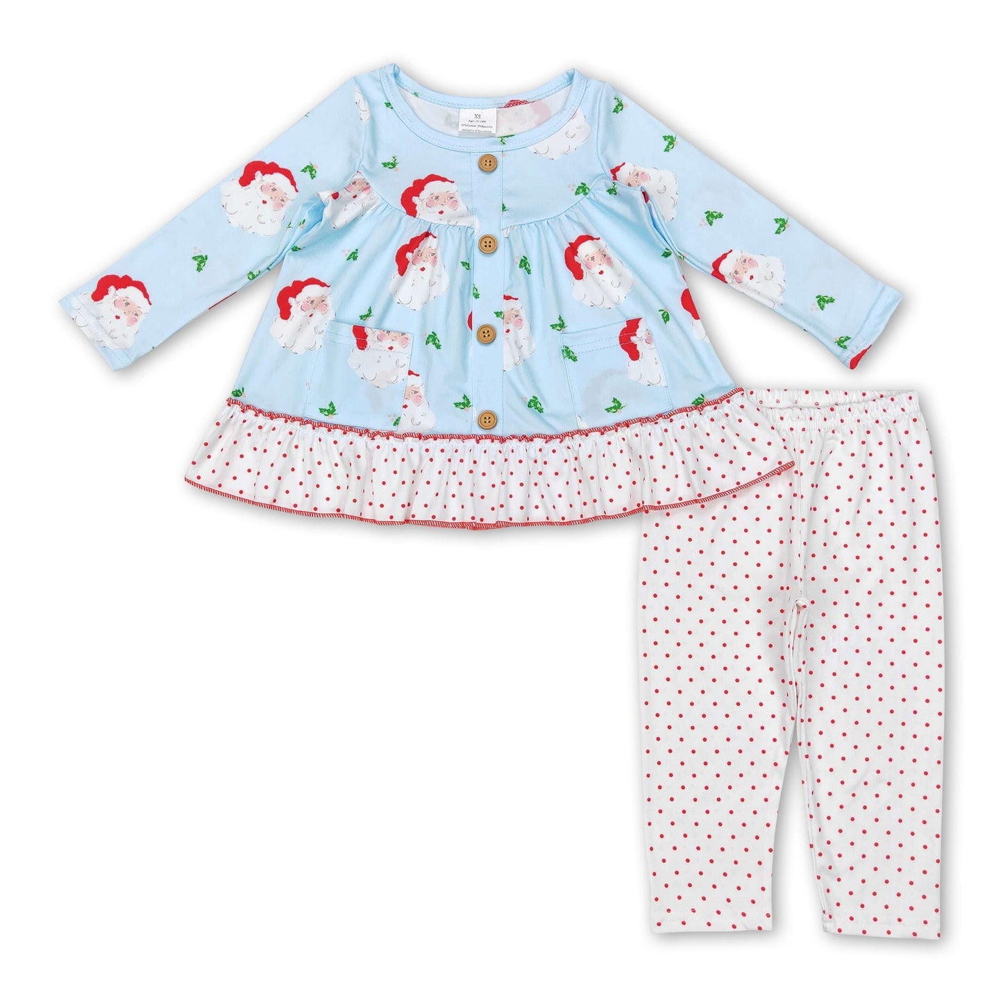 Weihnachtsmann-Taschen-Tunika-Leggings-Mädchen-Weihnachtsoutfits