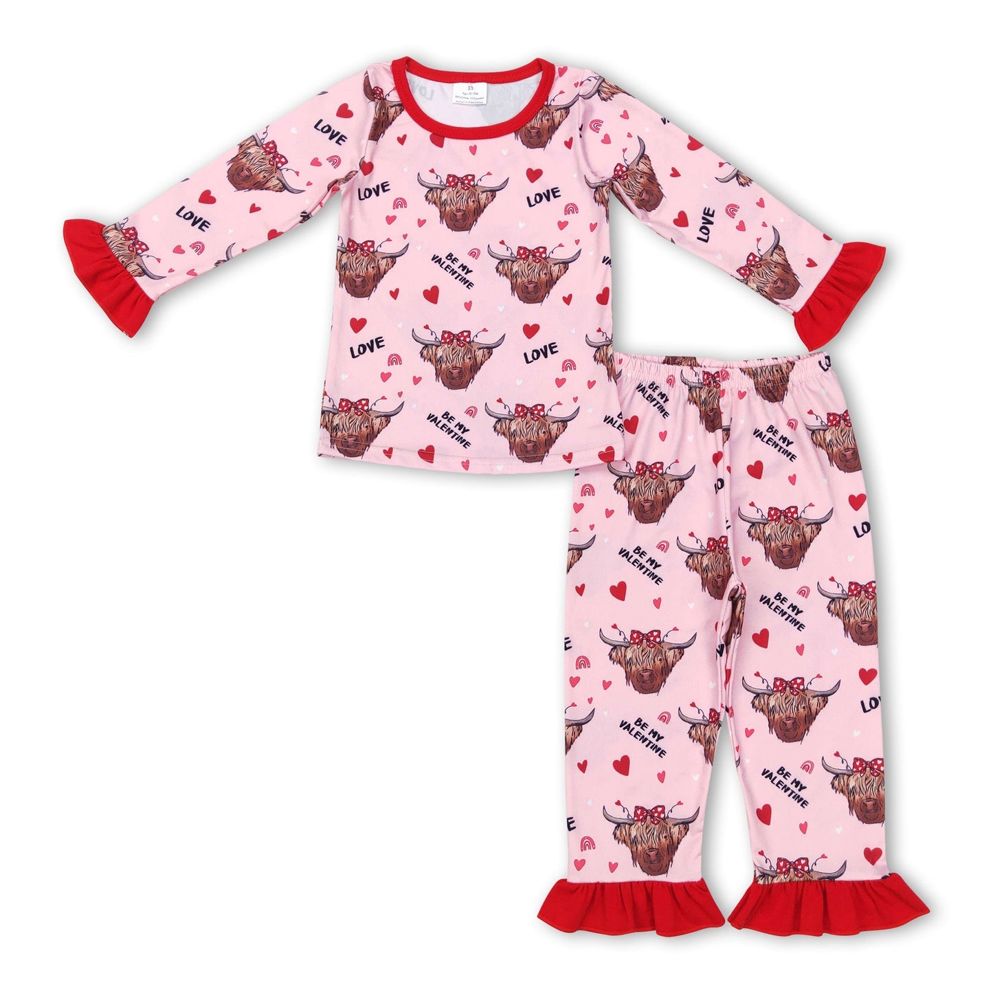 Sei mein Valentinsgruß, Hochlandrind Herz Liebe Mädchen Pyjama
