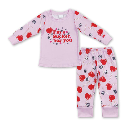 Herz-Lutscher rosa Kinder Mädchen Valentinstags-Schlafanzug