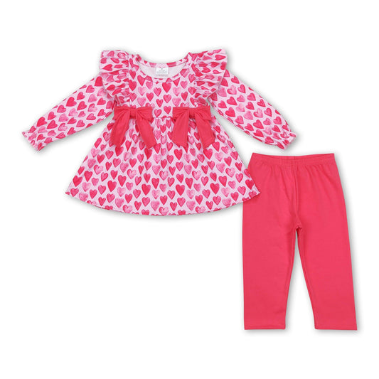 Herz Tunika Leggings Mädchen Valentinstags-Outfits
