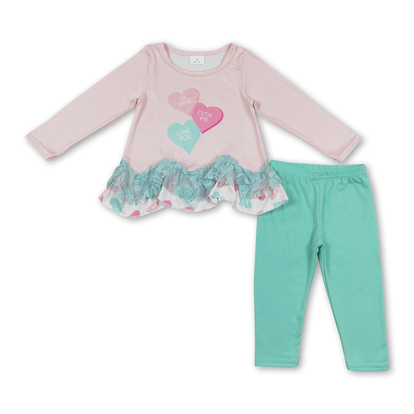 Herz-Tunika-Leggings für Mädchen Valentinstagskleidung
