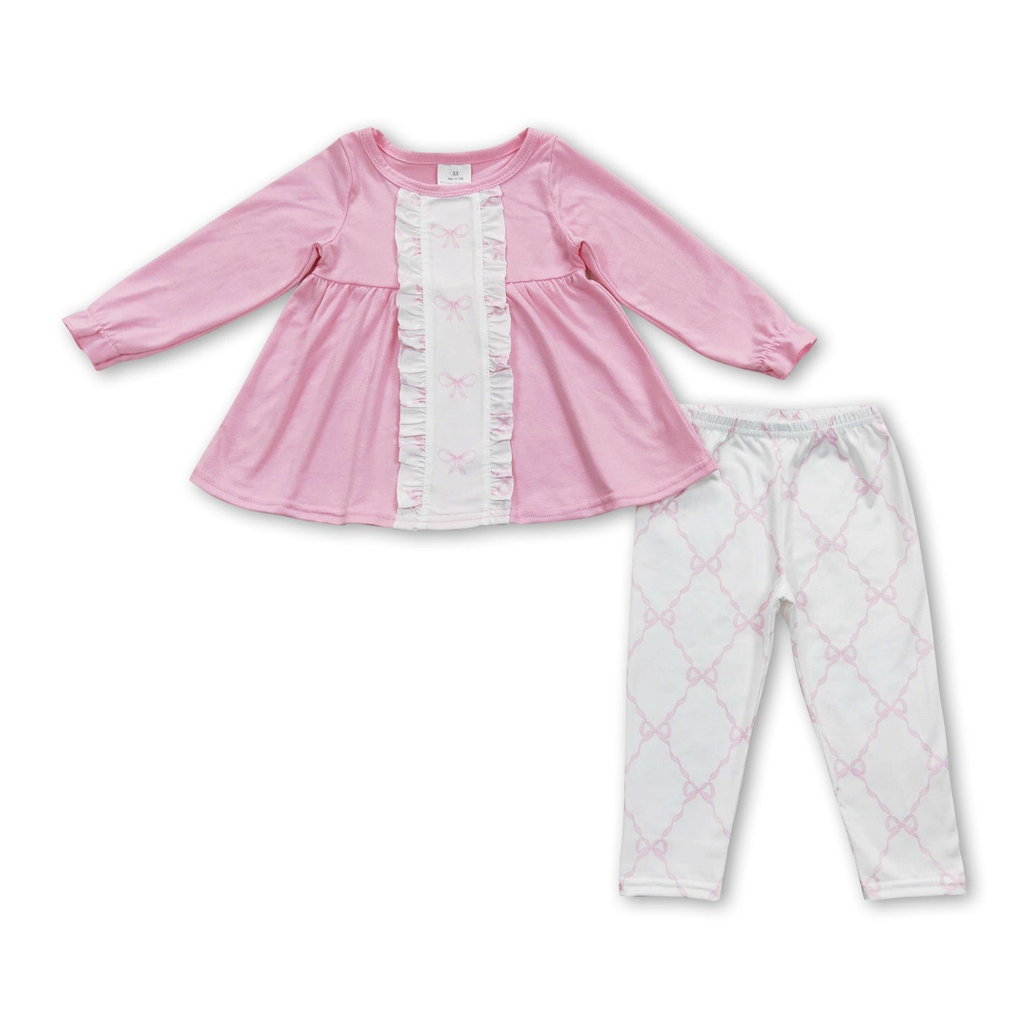 Pinke Schleife Tunika Leggings Mädchen Kleider Set
