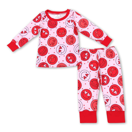 Herzlächeln Langarm-Pyjama für Mädchen zum Valentinstag