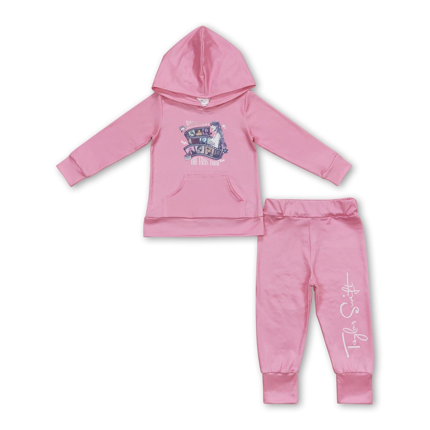 Rosa Kapuzenpullover-Hose Sänger Mädchen-Kleidungsset