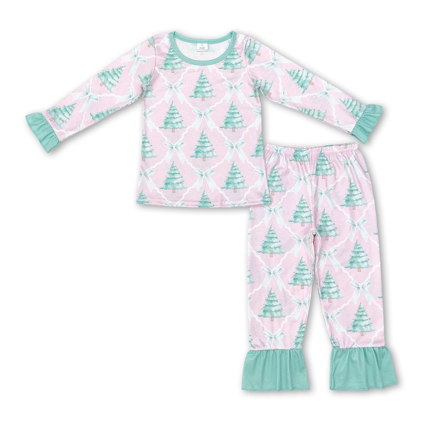 Rosa Weihnachtsbaum Schleife Kinder Mädchen Schlafanzug