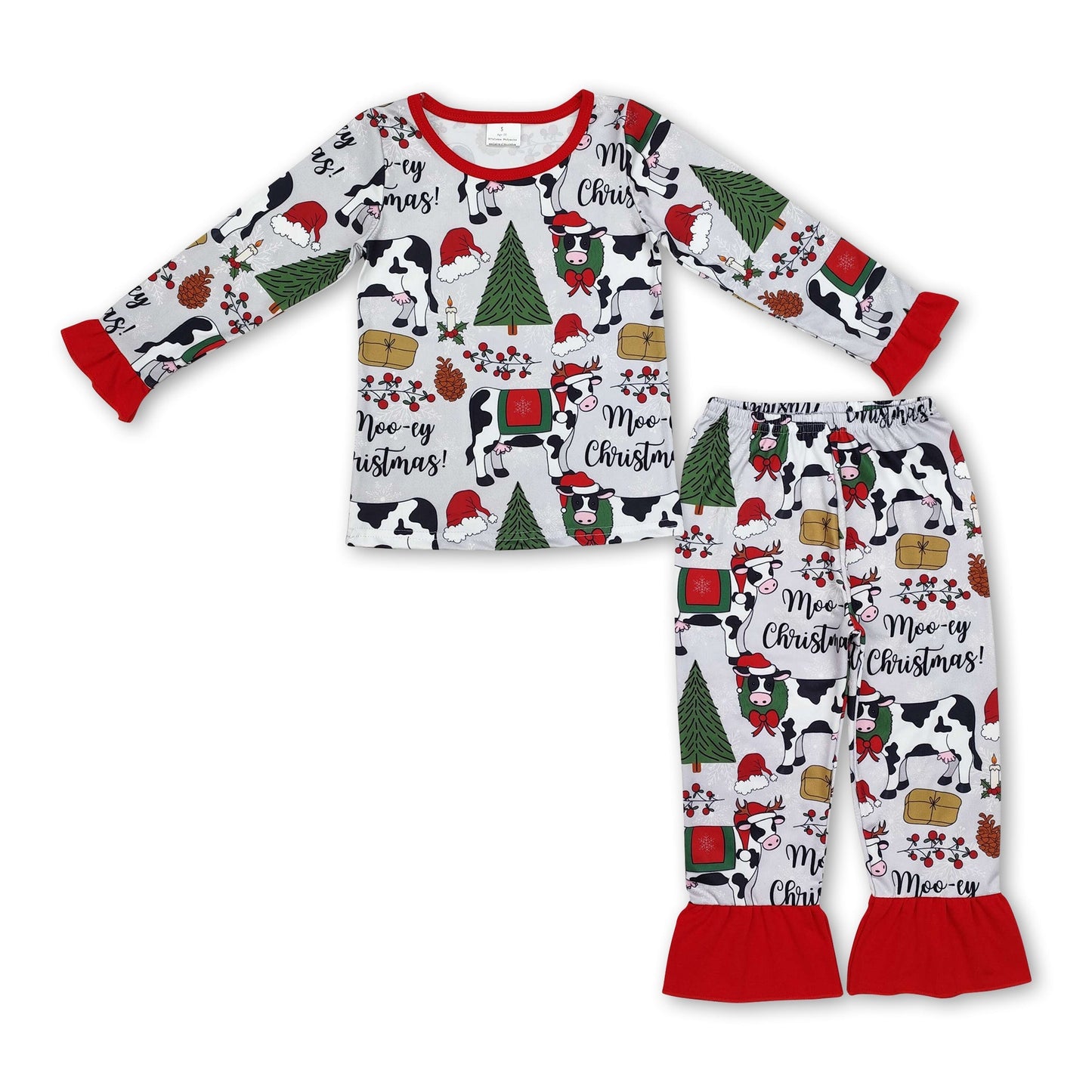 Kühe Weihnachtsbaum Schleife Kinder Mädchen Schlafanzug