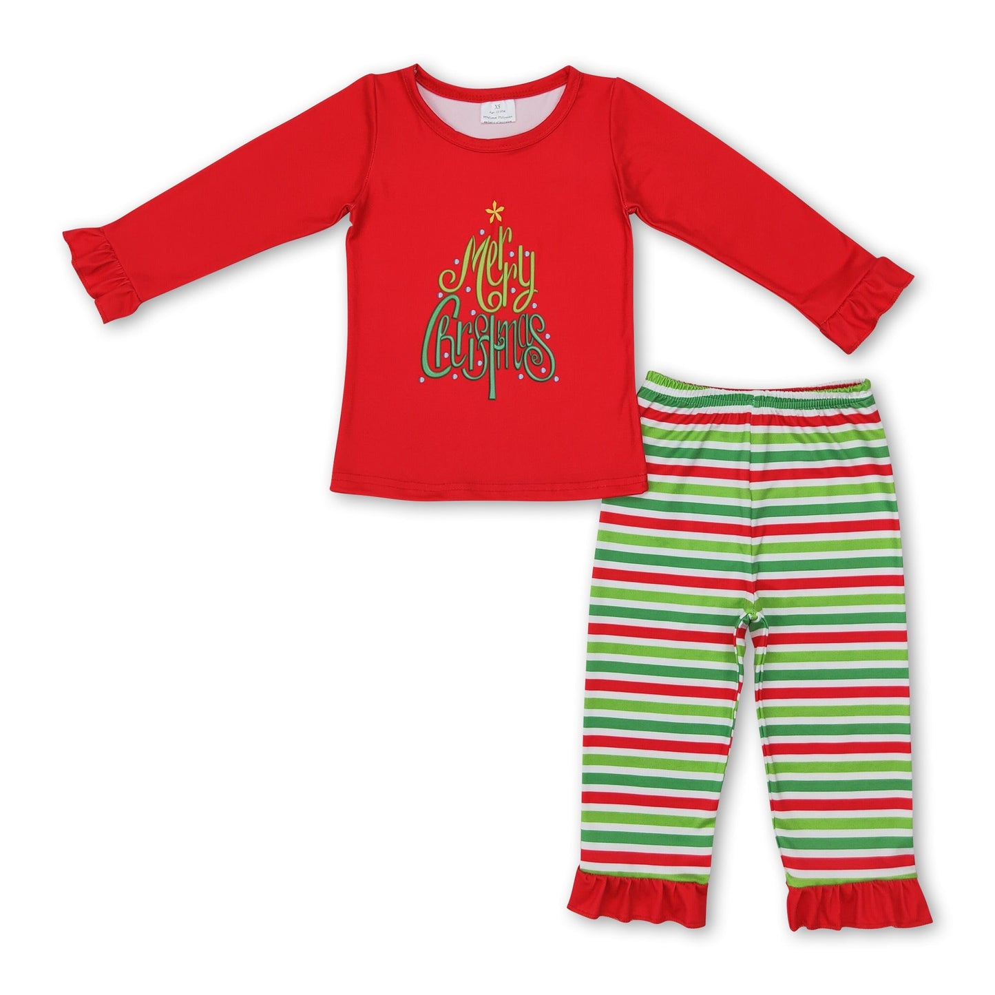 Fröhliche Weihnachten Top Streifen Hose Mädchen Schlafanzug
