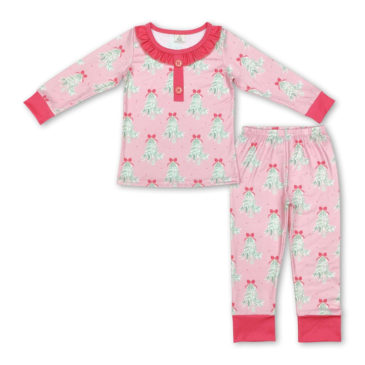Langarm Rüschen Weihnachtsbaum Baby Mädchen Schlafanzug