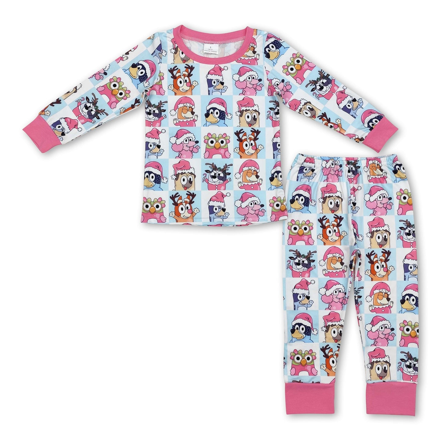 Rosa Weihnachtsmütze Hund Hirsch Kinder Mädchen Pyjamas