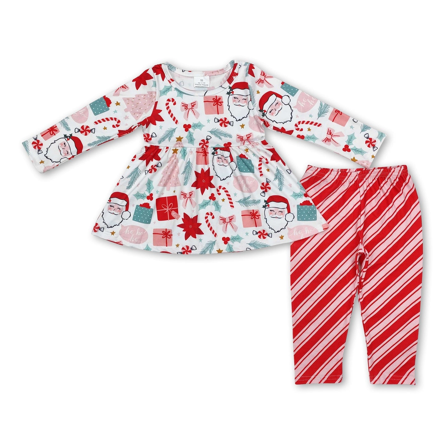 Weihnachtsmann Zuckerstange Weihnachtsbaum Tunika gestreifte Leggings Mädchenkleidung
