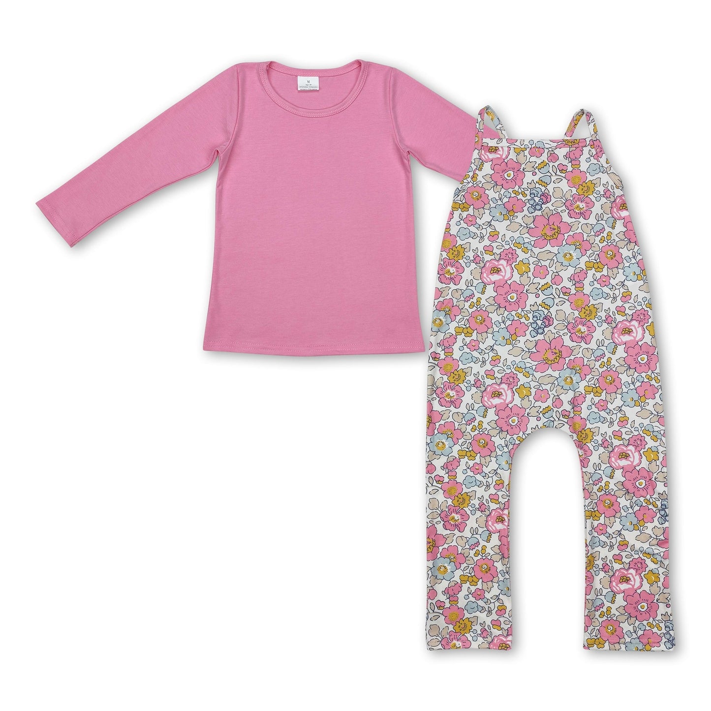 Rosa Langarm-Oberteil Blumen-Strampler Baby-Mädchen-Kleidung