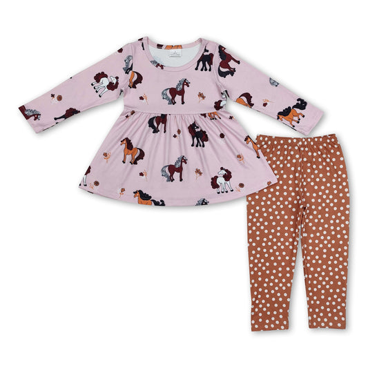 Einhorn Blumen Tunika gepunktete Leggings Mädchen Kleidung