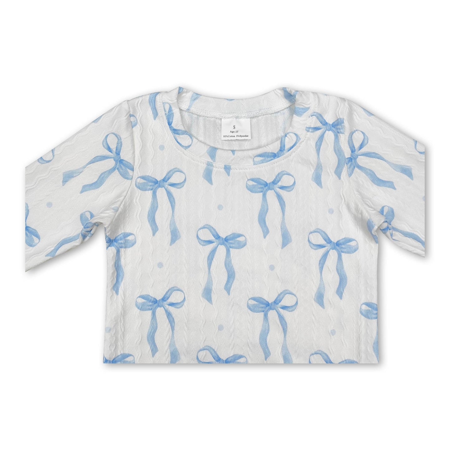 Hellblau Schleife Zopfstrick Top Hose Kinder Mädchen Outfits