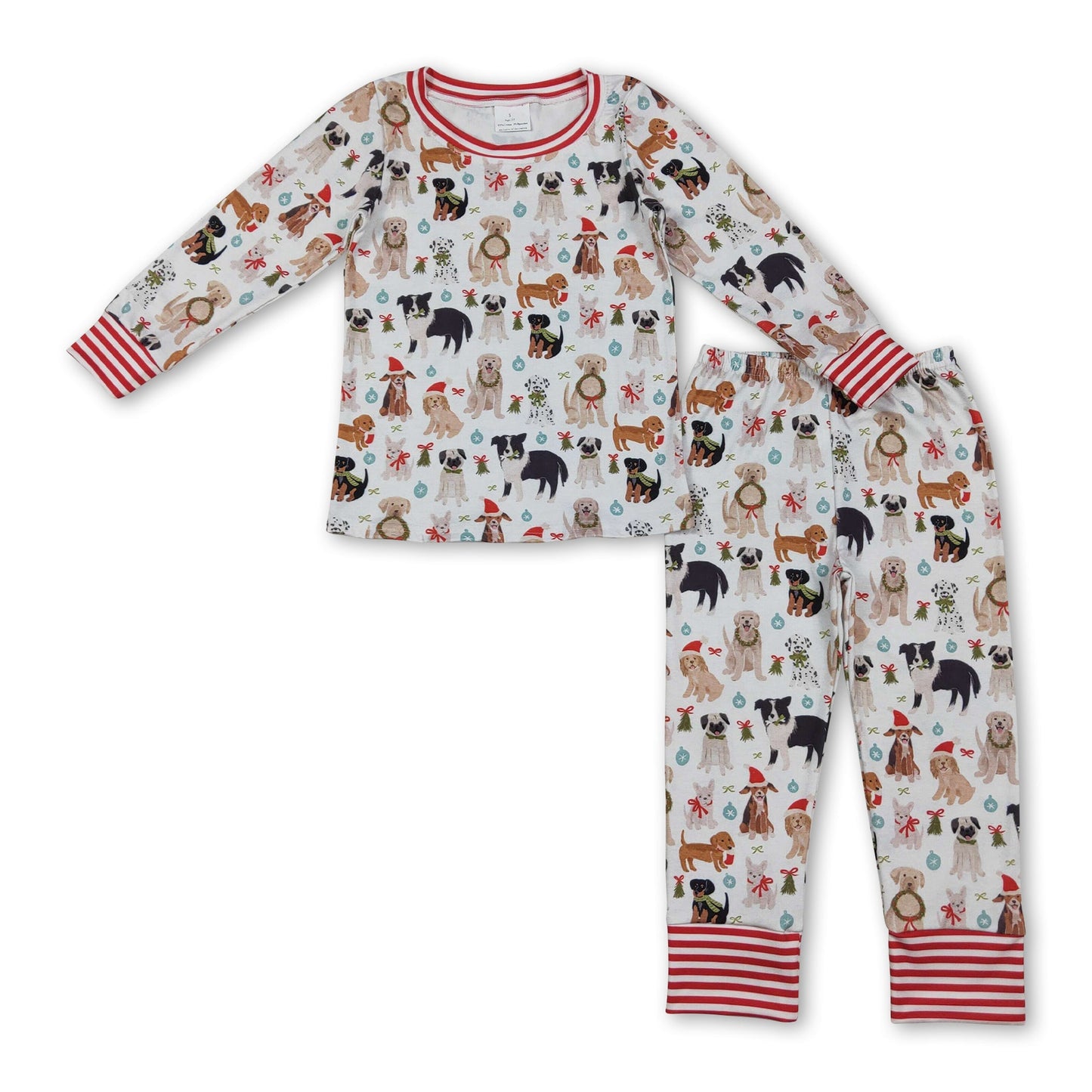 Rot gestreifter Weihnachtshut Hunde Baby Kinder Schlafanzug