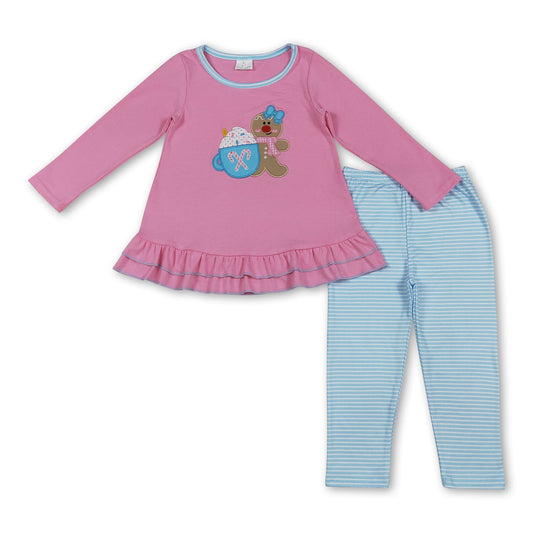 Lebkuchen-Milch pinkes Oberteil Leggings Mädchen Weihnachtskleidung