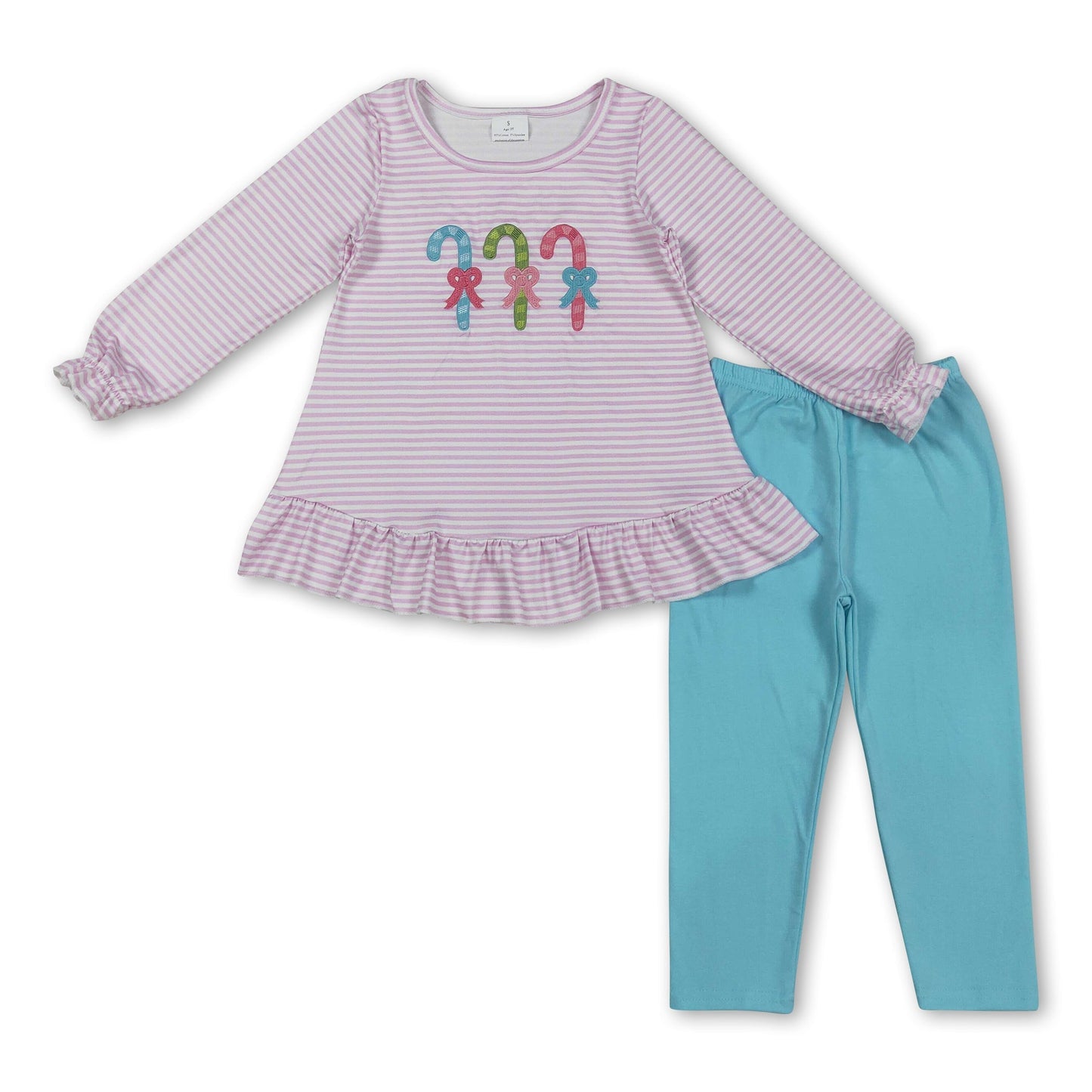 Pink gestreifte Zuckerstange Top Leggings Mädchen Weihnachtskleidung