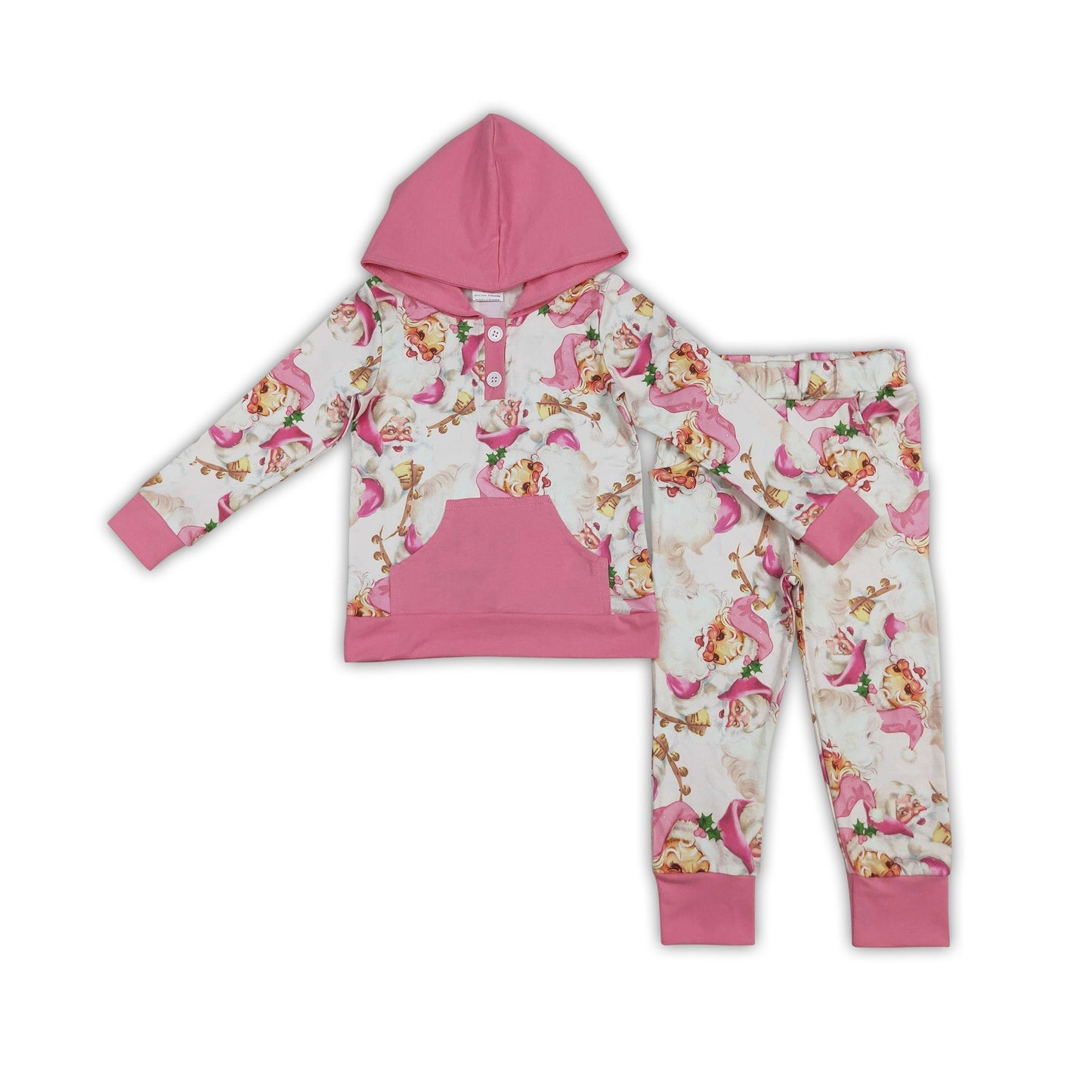 Rosa Tasche Weihnachtsmann Hoodie Hose Mädchen Weihnachtskleidung