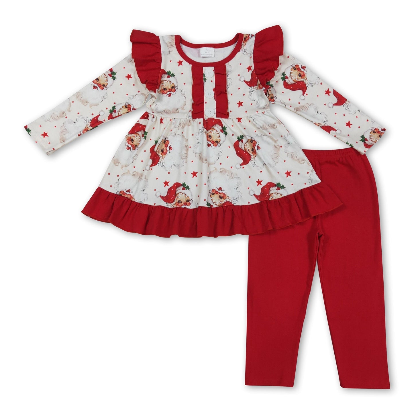 Langarm Santa Tunika Leggings Mädchen Weihnachtskleidung
