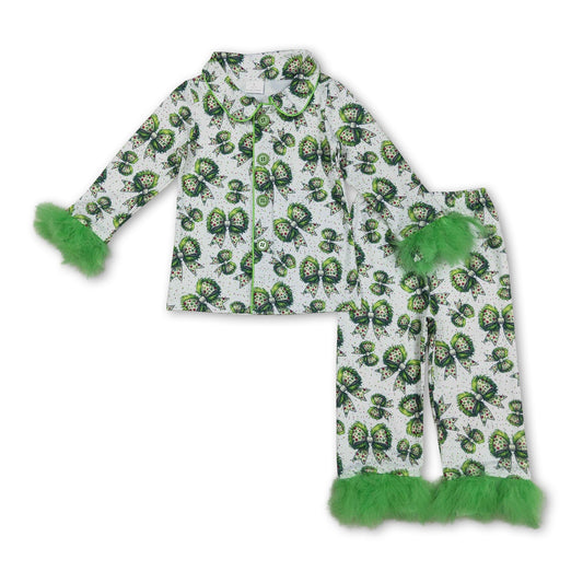 Grüner Strampler für Baby-Mädchen mit Weihnachtsknöpfen