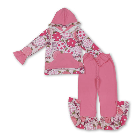 HO HO HO Ornamente Frohe Weihnachten Hoodie Hose Mädchen Set