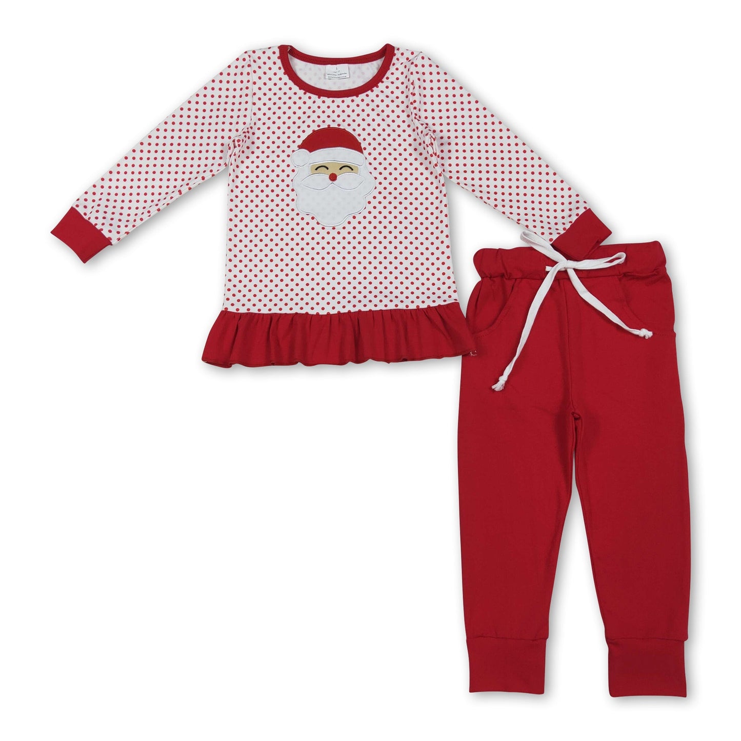 Gepunktete Weihnachtshose rot für Mädchen Weihnachtsoutfits