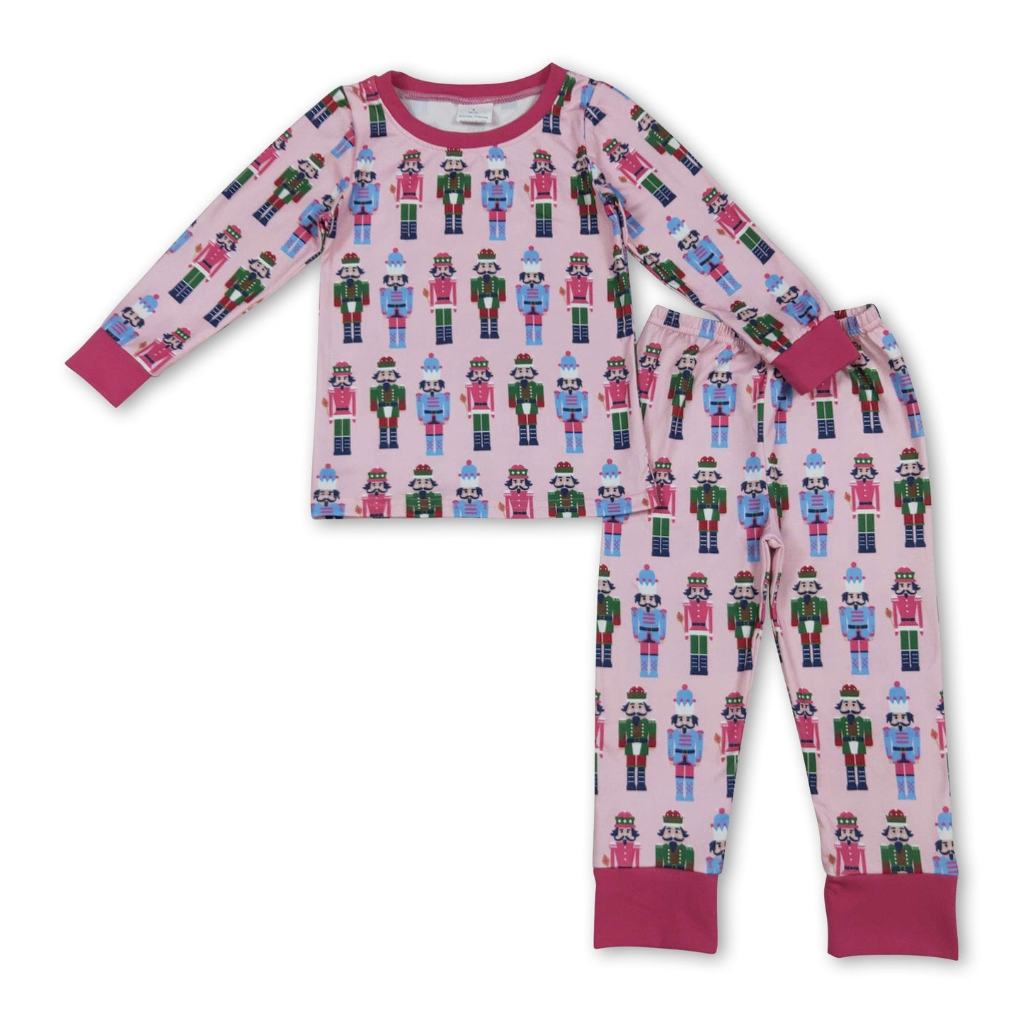 Rosa langärmelige Ballett-Oberteil-Hose Mädchen Weihnachtspyjamas