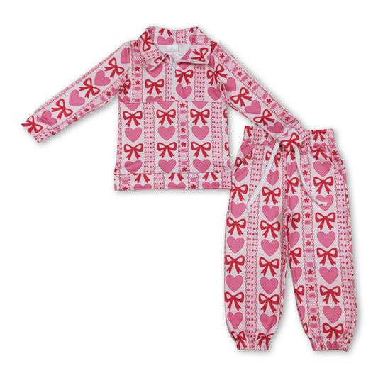 Herz Schleife Pullover Hose Mädchen Valentinstags-Outfits