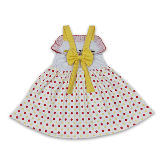 Cow hamburger drink embroidery kids girls dresses