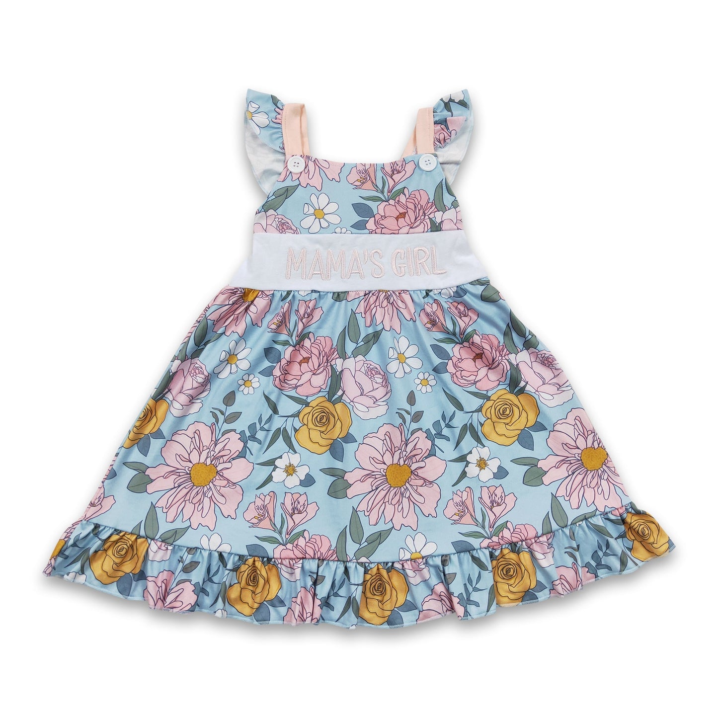 Mama-Mädchen Blumenmuster Flügelärmel Muttertags-Babykleid