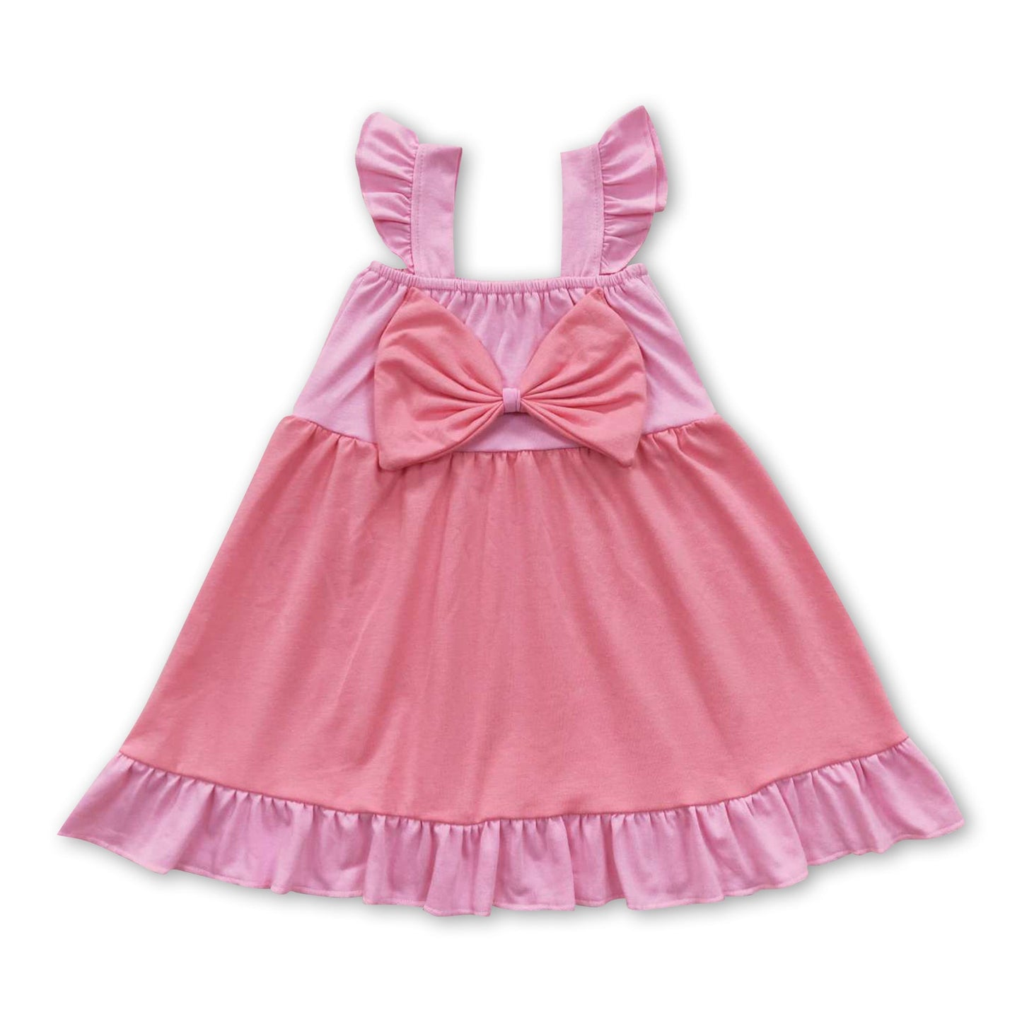 Rosa Schleife Rüschenärmel Prinzessin Babykleid