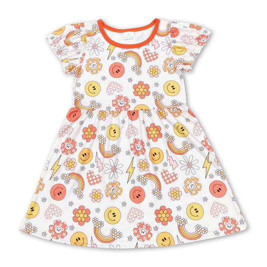 Sonnenblumen Regenbogen Kurzarm Baby Mädchen Boho Kleid