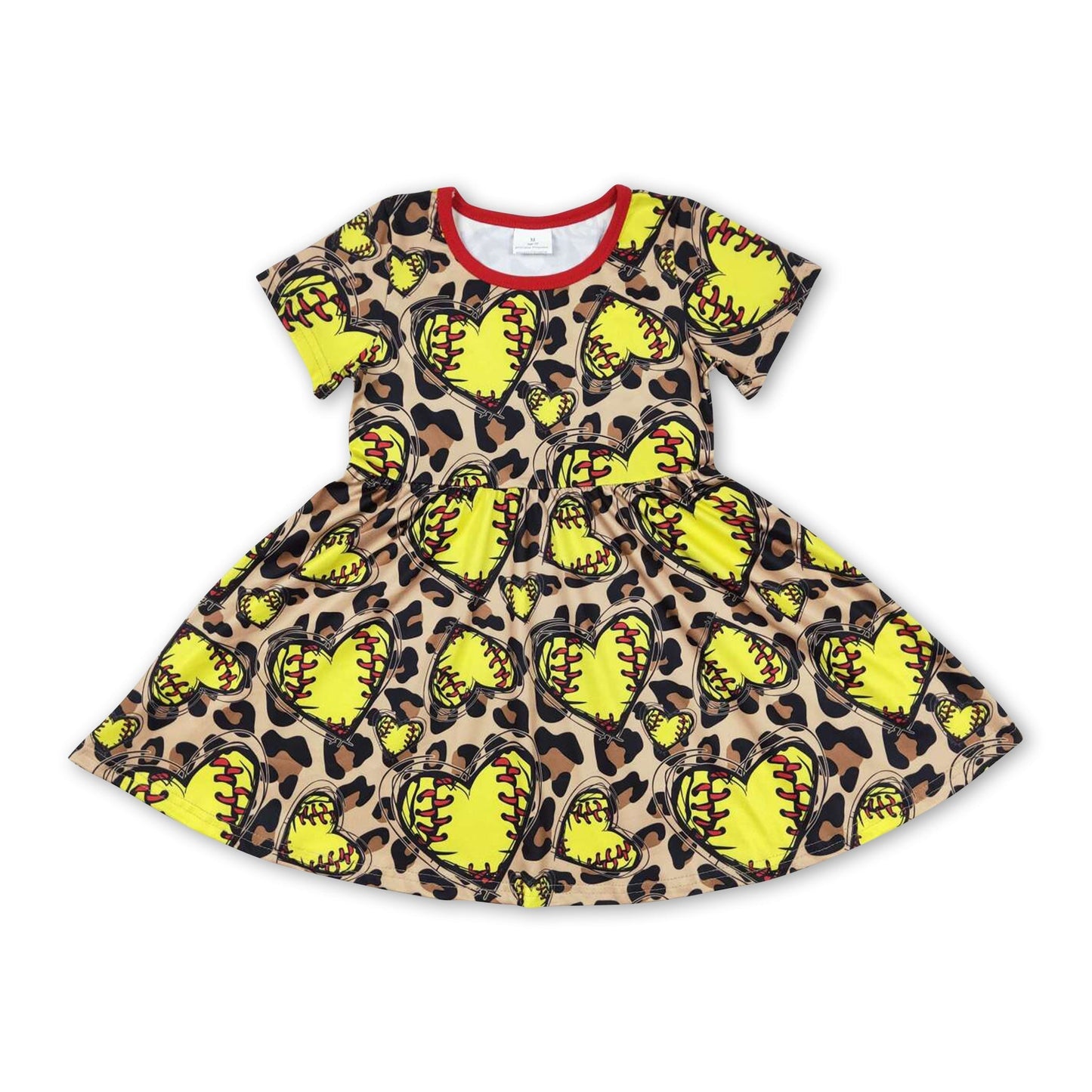Kurzärmelige Leoparden-Softball-Kleider für Baby-Mädchen
