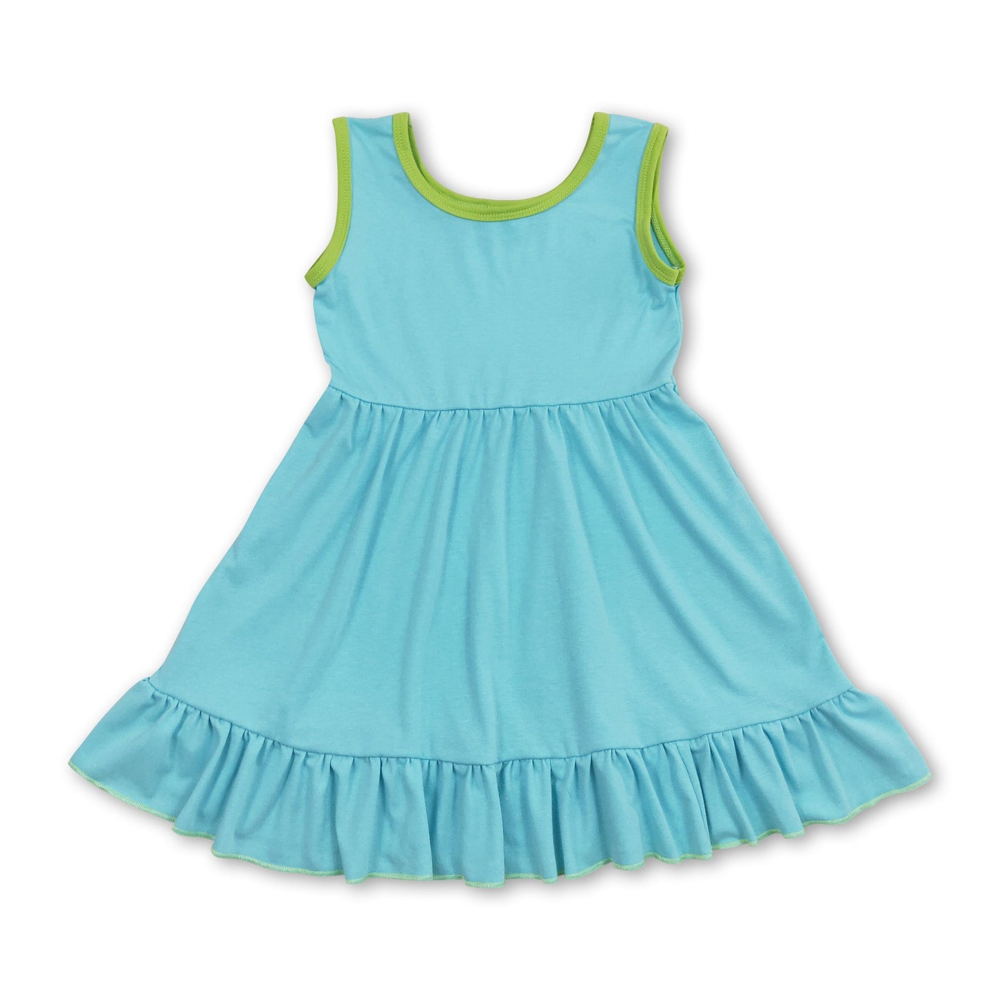 Ärmelloses, aqua-farbenes Rüschen-Sommerkleid für Baby-Mädchen